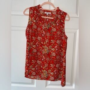 Rose & Olive Red Floral Sleeveless Blouse